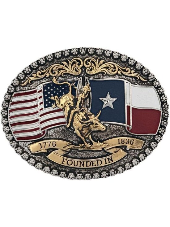 Western Attitude Belt Buckle - Montana Flag Series, Unique Cowboy Accessory